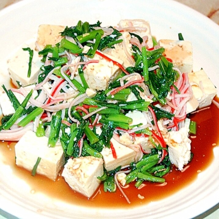 木綿豆腐と春菊で!ヘルシーなポン酢サラダ♪